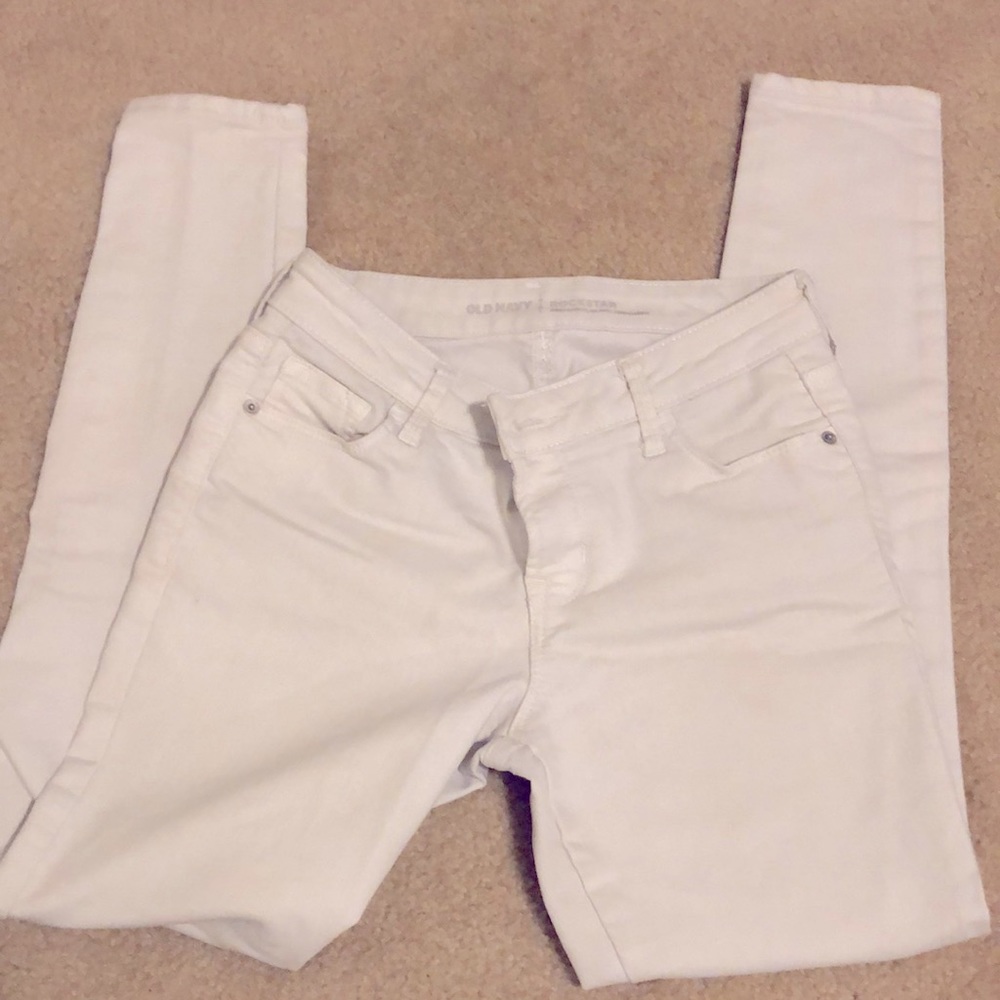 Old navy rockstar white jeans